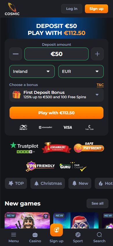 CosmicSlot Casino Mobile screenshot